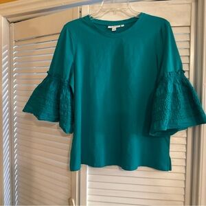 Chico's Teal Ruffle Sleeve Blouse
